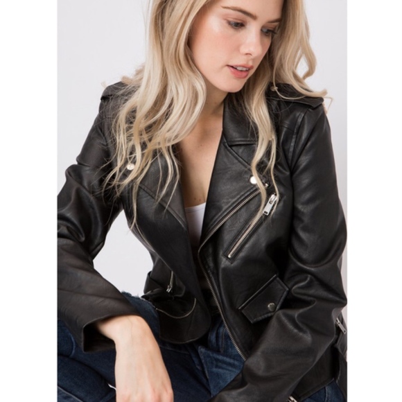 Chic Biker Jacket - BLACK - Picture 7 of 7